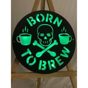Born to Brew 3D Printed wall Lamp with remote coffee lover original edition